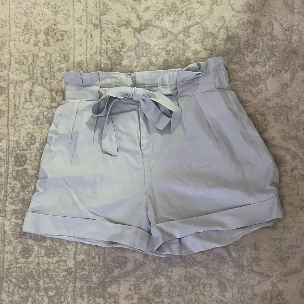 Club Monaco Light Blue Paperbag Tie High Waist Shorts
